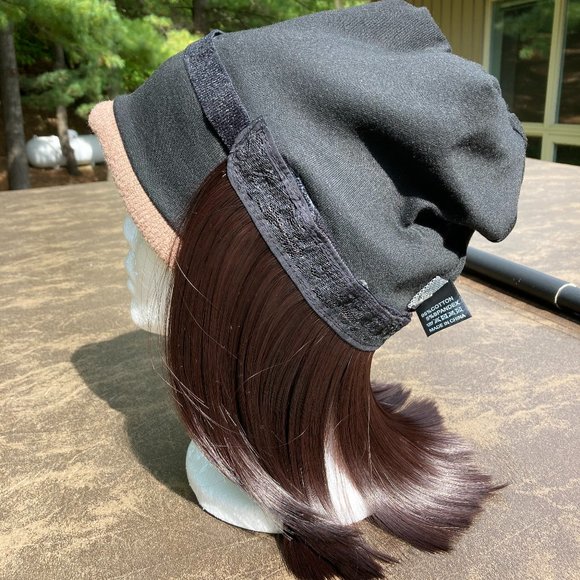 Versatile, Beanie Hat, Hair Attached  , 95% Cotton,  Winter Hat , OS, khaki - Picture 8 of 10